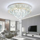 Modern Crystal Chandeliers for Dining Room LED Light Fixture Close to Ceiling Chandelier Flush Mount Ceiling Light Dimmable Lamp with Remote for Living Room Bedroom Hallway by CozyNest Decor