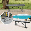 72" L Steel Flat Bench Garden Bench, Black Outdoor Park Bench Weather-Resistant Steel Metal, Patio Seating for Front Porch Backyard Park Outside, Metal Benches for Outside to dodrill to Ground by GreenHaven Gardens