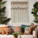 Macrame Wall Hanging Boho Wall Art Handmade Spherical Knot Design with Tassel Fringe, Boho Decor for Bedroom Living Room, for Home Decoration 27" W x 33" L by CozyNest Decor