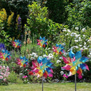 Hausse 10 Pack Reflective Pinwheels Wind Spinner, Extra Sparkly Rainbow Pinwheel with Stakes, Bird Repellent Blinder Devices Deterrent to Scare Birds Away from Yard Patio Farm Garden, Colorful by CozyNest Decor
