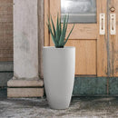 Kante 23.6" H Pure White Finish Concrete Tall Planters Large Outdoor Indoor Decorative Plant Pots with Drainage Hole and Rubber Plug, Modern Tapered Style for Home and Garden by CozyNest Decor