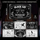 Umigy 6 Pcs Halloween Placemats 12"x18" Gothic Bat Placemats Kitchen Decoration Washable Witch Place Mats Rectangle Skull Table Mats for Halloween Dining Table Accessories(Black White Character Style) by CozyNest Decor