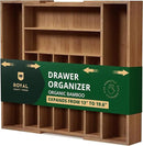 ROYAL CRAFT WOOD Luxury Bamboo Kitchen Drawer Organizer - Silverware Organizer - Utensil Holder and Cutlery Tray with Grooved Drawer Dividers for Flatware and Kitchen Utensils (9 Slot, Brown Bamboo) by CozyNest Decor