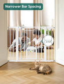 Babelio Baby Gate with Adjustable Cat Door,29-43" Auto Close Durable Pet door for Stairs,Doorways and House,Pressure Mounted,Easy Install,Effortless Walk Thru,White by TinyTreasures Baby Boutique
