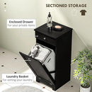 HOMCOM Laundry Hamper with Removable Basket, Tilt Out Hamper with Drawer and Beadboard Door, Bathroom Storage Cabinet, Black by CozyNest Decor