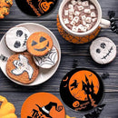 4Pcs Halloween Coasters Orange Black Round Ceramic Coaster Trick or Treat Heat-Resistant Cup Mats for Wooden Table Protection Home Party Supplies by CozyNest Decor