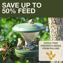 SWISSINNO No Mess Bird Feeder Davos Smart Birds - No Spill Bird Feeder for Outdoor - Mice & Rat Proof - Robust & Reliable for Hanging - Dual Food Chambers - Made in EU - Green by CozyNest Decor