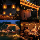 Solar Flame String Lights - 48ft 15 LED Lights Outdoor Solar String Lights for Garden Patio Decoration by GreenHaven Gardens