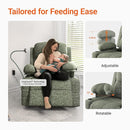 Rocking Chair Nursery with Adjustable Armrests, Electric Glider Recliner Nursing Chair for Breastfeeding, Power Swivel Recliner Chairs with USB Port and Storage, FSC Certified (Moss, Fabric) by TinyTreasures Baby Boutique