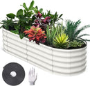 2 Pcs 6x3x1.5ft Oval Raised Garden Bed, Galvanized Raised Beds,Open-Ended Base Metal Raised Planter Beds,Garden Bed Outdoor,Planter Raised Boxes for Vegetables, Flowers,Tool-Free Asse,White by CozyNest Decor