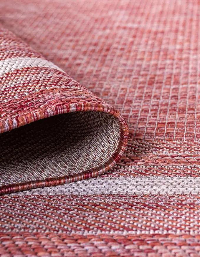 Unique Loom Outdoor Border Collection Area Rug - Soft Border (13'Square, Rust Red/ Ivory), photo 5 of 6