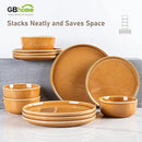 GBHOME Ceramic Dinnerware Sets for 4, 12 Pieces Stoneware Plates and Bowls Sets, Scratch Resistant Dishes, Dishwasher & Microwave Safe, Reactive Glaze-Amber by CozyNest Decor
