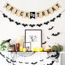 Uniwish Trick or Treat Burlap Banner Halloween Decorations for Mantel Fireplace Glitter Bat Garland Bunting Home Wall Decor Halloween Party Supplies by CozyNest Decor