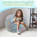 COMAX Kids Bean Bag Chair Turn into Beanbag Bed, Toddler Bean Chair for Girl Boy Sleeping, Lazy Children Bean Bags with Filler, Convertible Child Floor Mattress, Ocean Life by TinyTreasures Baby Boutique