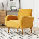 Chenille Fabric Accent Chair, Upholstered Armchair with Solid Wood Legs, Modern Living Room Accent Chair, Comfy Single Sofa Chair Reading Club Chair for Bedroom Reception Lounge, Yellow by CozyNest Decor