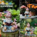 Gnome Statue Garden Decor, Resin Gnome and Flamingo Figurines Outdoor Decorations for Yard Art Porch Lawn Ornaments, Unique Housewarming Gifts by CozyNest Decor