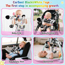 Spiral Car Seat Toys for Babies, 0-6 Months Stroller Pram Activity Hanging Toys High Contrast Black and White Sensory Toy, Newborn Soft Plush Travel Toy for Newborn Boys Girls Gift by TinyTreasures Baby Boutique