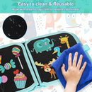 Erasable Doodle Set for Kids - Reusable Magic Drawing Book with 12 Watercolor Pens 14 Page Drawing, Road Trip Car Game Writing Painting Set for Boys and Girls by TinyTreasures Baby Boutique