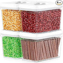 DWËLLZA KITCHEN Airtight Food Storage Containers - Pantry Snacks Kitchen Container, Baking Supplies, 4LB Sugar & Flour Canister - 4 Pc Set All Same Size - Clear Plastic BPA-Free - Keeps Fresh & Dry by CozyNest Decor