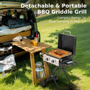 MFSTUDIO Small Portable Propane Griddle, 2 In 1 Gas BBQ Travel Grill with Foldable Stand, Compact and Light Countertop Grills with 2 Burners and Side Table, for Outdoor Cooking, Camping and Roadtrip by GreenHaven Gardens