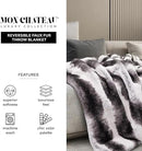 Mon Chateau Luxury Printed Faux Fur Throw with 6cm Foldover for Couch, Sofa, or Bed - Plush Ultra Soft Blanket for Sleeping or Home Décor, 60" x 70" (Striped) by CozyNest Decor