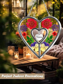 KY&BOSAM Heart Suncatcher Nana Stained Glass Panles Hangings for Windows Ornament Sun Catchers with Pressed Real Flower Heart Embedded in Glass Birthday Gifts for Nana Mother`s Day Home Garden Decor by GreenHaven Gardens