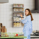 X-cosrack Wall Mount Spice Rack Organizer 5 Tier Height-Adjustable Hanging Spice Shelf Storage for Kitchen Pantry Cabinet Door, Dual-Use Seasoning Holder Rack with Hooks, White by CozyNest Decor