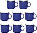 Set of 8 Ceramic Campfire Mugs – 15 Oz, Cobalt Blue – Coffee & Tea Cups for Home, Work, Travel, Camping – Customizable, Great for DIY, Events, Companies by CozyNest Decor