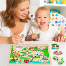 SYNARRY Wooden Puzzles for Toddlers 1-3, 6XSET Animals Puzzles for Toddlers 2-4 with Rack, Toddler Puzzles Ages 2-4, Kids Learning Educational Montessori Toys for 2 3 Year Old, Gifts for Boys Girls by TinyTreasures Baby Boutique