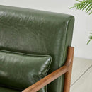 Glitzhome 2 Set Mid Century Hunter Green Accent Armchair, Single Reading Armchair PU Leather Lounge Chair with Walnut Ruberwood Frame by CozyNest Decor