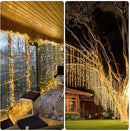 JMEXSUSS 900 LED Outdoor Christmas Curtain Lights, 9.5x29.5ft Christmas Lights Plug in with Remote, Twinkle Hanging String Light for Bedroom Wall Wedding Backdrop Window Gazebo Decor, Warm White by CozyNest Decor