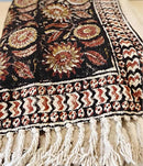 Bohemian Mud Cloth Handmade Throw with Tassels - 120x180 CM Handblock Printed Floral Cotton Blanket, Soft Handloom Sofa Throw for Living Room, Bed, Couch & Home Décor by CozyNest Decor