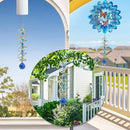 FONMY Gazing Ball Spiral Tail -Decorative Wind Spinner Sun Catcher Rainbow Maker Double-Spiral W/Sea Blue Crystal Ball and Chain Crystals for Indoor Outdoor Garden Decoration -14 inch Height by GreenHaven Gardens
