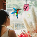 2 Pack Stained Glass Hummingbird with Flower Suncatcher for Window Hanging Ornament, Sun Catchers Indoor Window, Stained Glass Birds with Flower Gifts for Women, Mom, Birds Lovers by GreenHaven Gardens