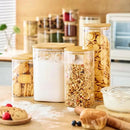 57oz - 3 Pack Square Glass Jars with Bamboo Lids, Glass Food Storage Containers with Airtight Lids for Kitchen, Air Tight Pantry Storage Containers for Cereal, Pasta, Rice, Sugar, Coffee, Spice by CozyNest Decor