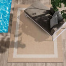 CAMILSON Outdoor Rug 8x10, Modern Outside Rugs for Patios Porches Waterproof Durable Washable Non-Shedding, Easy-to-Clean Indoor Outdoor Area Carpet (8 x 10, Bordered - Beige/White) by CozyNest Decor