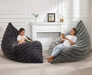 Hobestluk 3 in 1 Bean Bag Chair Giant Bean Bag Chairs for Adults with Ripple Cover Convertible Bean Bag Floor Cushion with Machine Washable Cover for Living Room (Ripple Grey) by CozyNest Decor