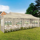 COBIZI 10x30 Heavy Duty Pop up Canopy with 8 sidewalls Stable Wedding Outdoor Tents for Parties Canopy Pop Up Party Tent UPF 50+ Waterproof Commercial Gazebo with Roller Bag, Khaki(Windproof Upgraded) by GreenHaven Gardens