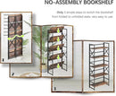 4NM 5 Tiers No Assembly Book Shelves, 51.2" H Folding Bookshelf Bookcase Open Industrial Foldable Shelves for Bedroom, Living Room, Home Office - Rustic Brown Black by CozyNest Decor