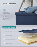 SONGMICS MAZIE Collection - 43 Inches Folding Storage Ottoman Bench, Ottoman Foot Rest, End of Bed Bench, Storage Chest, Load 660 lb, for Living Room, Bedroom, Entryway, Midnight Blue ULSF77IN by CozyNest Decor