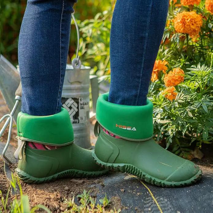 HISEA Women's Rubber Garden Boots Waterproof Insulated Yard Gardening Shoes Mid Height for Mud Working Outdoor, photo 4 of 6