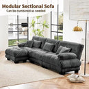 L Shaped Couch Sectional Couch, 3-Seater Cloud Couch Sectional Oversized Couch, Sofa Bed Couch with Round Bolster Armrests 5 Pillows, Modular Couch Home Sofa Living Room Couch(Gray)