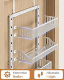 Over the Door Pantry Organizer 8-Tier, Large Metal Door Spice Rack with Adjustable Basket, 2 in 1 Wall Mount or Hanging Heavy-Duty Pantry Door Storage Shelf for Kitchen and Bathroom, White by CozyNest Decor