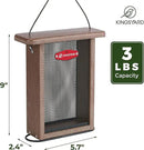 Kingsyard Metal Mesh Bird Feeder for Outdoors Hanging, Finch Feeder for Nyjer/Thistle, Sliding Mesh & Built-in Perch, Recycled Plastic, Brown by CozyNest Decor
