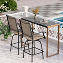 PHI VILLA 3 Piece Outdoor Bar Set, Bar Height Patio Table and Chairs with Brown Padded Textilene Fabric & Rustproof Metal Frame for Backyard, Balcony, Garden & Poolside by CozyNest Decor