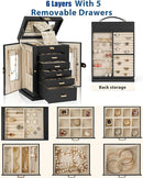 AKOZLIN Jewelry Box 6-Tier Organizer Functional 360° Rotating Jewelry Storage Case for Women Girls Ring Necklace Earring Bracelet Holder with Mirror by TinyTreasures Baby Boutique