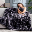Cozy Bliss Faux Fur Throw Blanket for Couch, Fuzzy Soft Plush Thick Bubble Blanket for Sofa Bedroom Living Room,50 * 60 Inches Tie Dye Black by CozyNest Decor