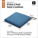 Classic Accessories Ravenna Water-Resistant 17 x 15 x 2 Inch Patio Seat Cushion, Empire Blue, Chair Seat Cushion by GreenHaven Gardens