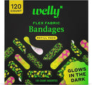 Welly Bandage Glow-in-The-Dark Refill Pack | Adhesive Flexible Fabric Bandages | Assorted Shapes and Patterns for Minor Cuts, Scrapes, and Wounds - 120 Count by TinyTreasures Baby Boutique
