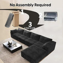 157.5" L Shaped Modern Sofa Modular Sectional Cloud Couch with Ottoman,Deep Seat Upholstered Couches with Corduroy Fabric for Living Room Furniture,Bedroom and Apartment,No Assembly Required,Black by CozyNest Decor